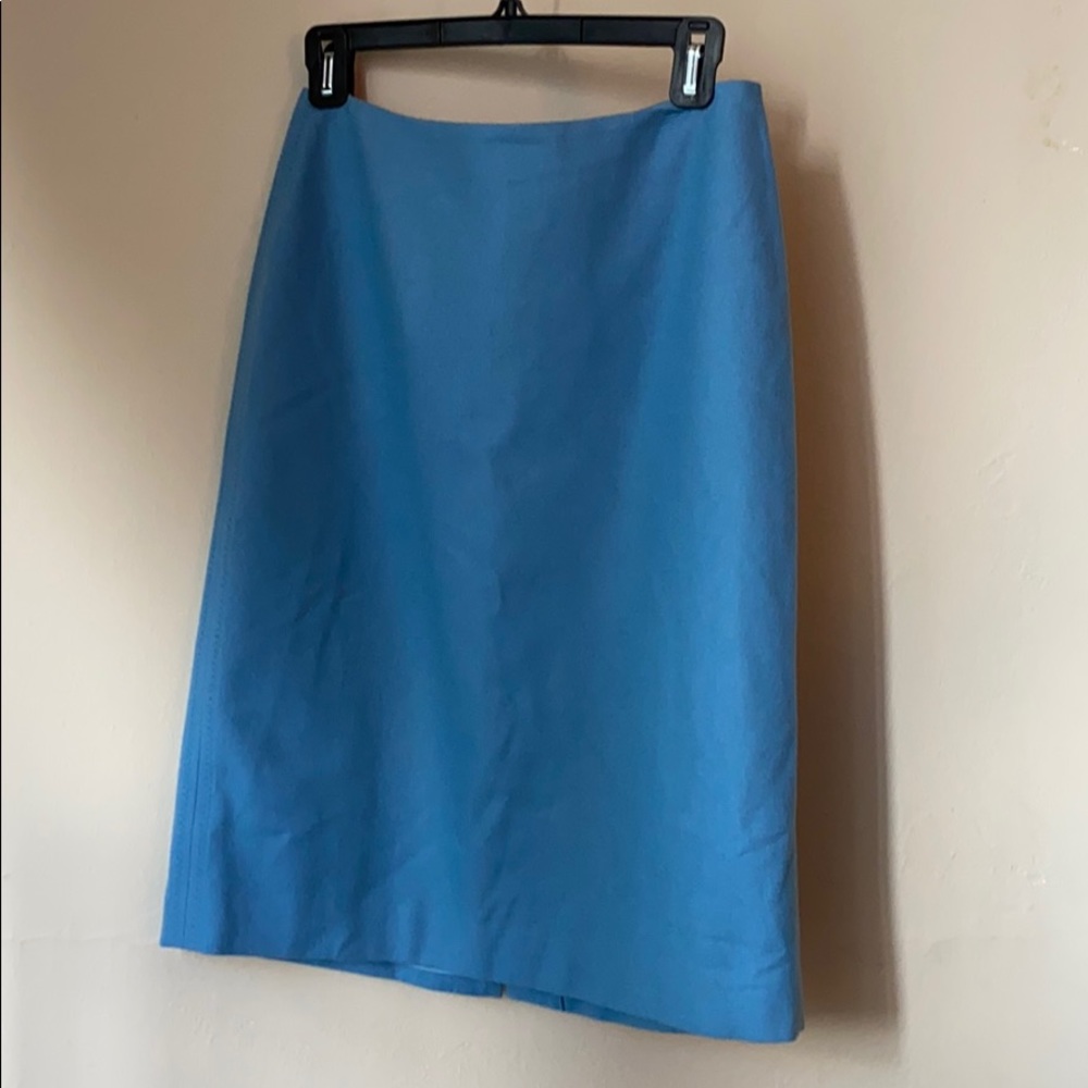 Blue wool and acrylic midi pencil skirt